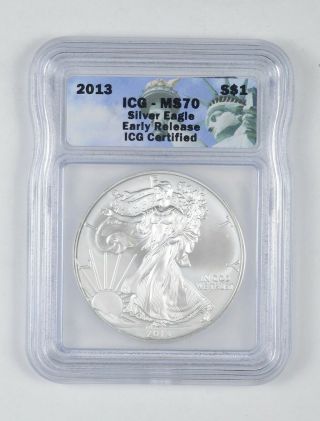 Ms70 2013 American Silver Eagle - Early Release - Graded Icg 718