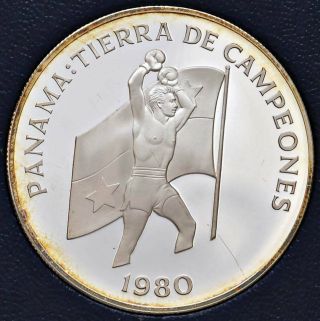 1980 Panama Silver 5 Balboa,  Mintage: 1261,  Case &,  Rare,  Proof Unc
