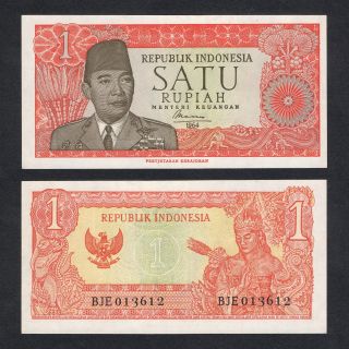 1964 Indonesia 1 Rupiah P - 80a Unc W/printer 