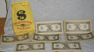 Whitman Play Money 256 Bills 2 Million With Cloth Bag Very Fine