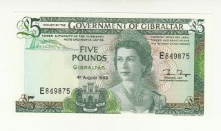 Gibraltar 5 Pounds 1988 Unc P21b Qeii @