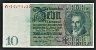 Vad - Germany - 10 Reichsmark Banknote - P 180a (cv=20) A/u