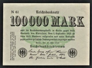 Vad - Germany - 100,  000 Mark Banknote - P 91b (cv=12) Unc