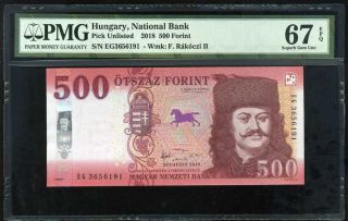Hungary 500 Forint 2018 P Gem Unc Pmg 67 Epq Nr