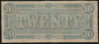 1864 $20 Confederate States of America Note 