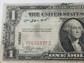Series 1935 A Hawaii Usa $1 One Dollar Silver Certificate Short Snorter Note