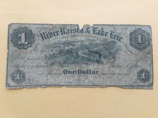 Banknote 1863 $1 The River Raisin & Lake Erie Rail Road Company,  Monroe Michigan