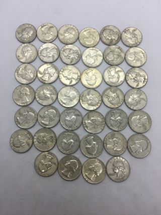 Roll Of Silver Quarters - 40 Silver Coins Washington Quarters 1964 And Earlier