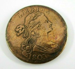 1803 U.  S.  Draped Bust Large Cent 1¢ Obsolete Copper Coin Cleaned Very Fine