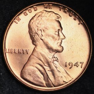 Red Uncirculated 1947 Lincoln Wheat Penny