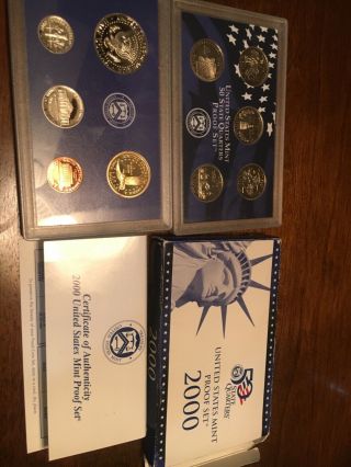 2000 S Complete Clad Proof Set With States Quarters Kennedy Lincoln