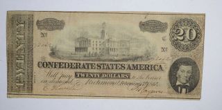Civil War 1864 $20.  00 Confederate States Horse Blanket Note 695