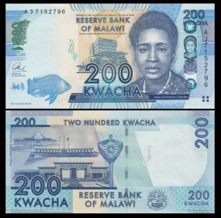 Malawi 200 Kwacha,  2016,  P - 60c,  Unc World Currency