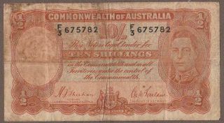 1939 Australia 10 Shilling Note