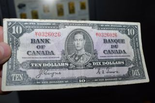 $$$$ Antique 1937 Canada Canadian 10 Dollar Bill Banknote King George Vi $$$$