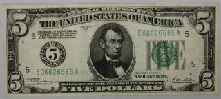 1928a Usa $5 Five Dollar Numerical Note Bill Richmond Virginia