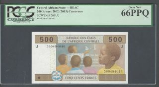 Central African St - Cameroun 500 Francs 2002 (2015) P206ud Uncirculated Graded 66