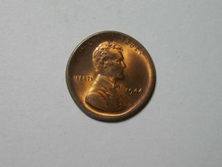 1944 P Lincoln Wheat Cent Penny Broadstrike Error Bu Uncirculated Red