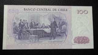 CHILE BANKNOTE 100 Pesos,  Pick 152b UNC 1981 (Series 27) 2