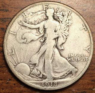 1918 S Silver United States Walking Liberty Half Dollar San Francisco