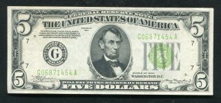 Fr.  1955 - G 1934 $5 Lgs Light Green Seal Frn Chicago,  Il About Uncirculated