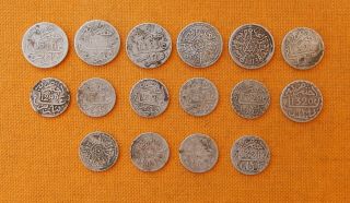 Morocco Maroc Moulay Hassan 1st Abdelaziz 1 & 1/2 Dirham Silver 16 Coins
