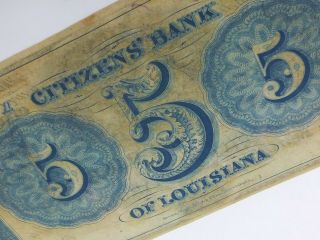 USA 5 Dollars Cinq Citizens Bank of Orleans Louisiana - - Obsolete Bill 6