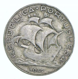 Silver - World Coin - 1947 Portugal 5 Escudos - World Silver Coin - 6.  9g 636