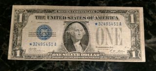 1928 Circulated One Dollar $1 Silver Certificates Star Note