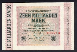 Germany 10000 M.  Mark 1923 Vf,  P.  117 Banknote,  Circulated