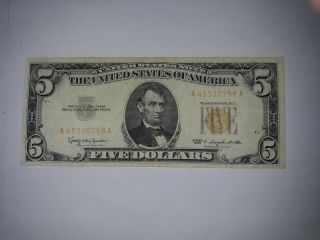 1963 5 Dollar Yellow Seal