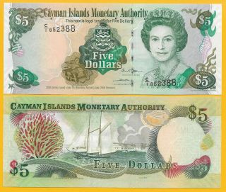 Cayman Islands 5 Dollars P - 34a 2005 Unc Banknote