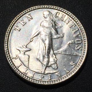 Old Foreign World Coin: 1945 - D Philippines 10 Centavos, .  750 Silver