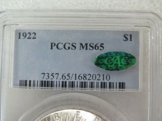 1922 $1 PEACE SILVER DOLLAR PCGS MS 65 COIN 5