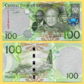 Lesotho 100 Maloti P - 24b 2013 Unc Banknote