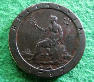 1797 Great Britain Penny - George Iii - Large " Cartwheel " - U S