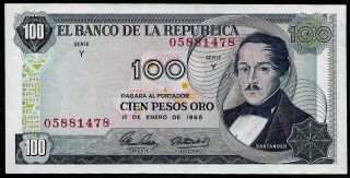 Colombia - 100 Pesos - 1968 - Cordoba - Serie Y - Xf - 1st Date Issue