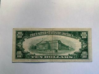 Series Of 1934c $10 Ten Dollar Silver Certificate Note Old Us Currency