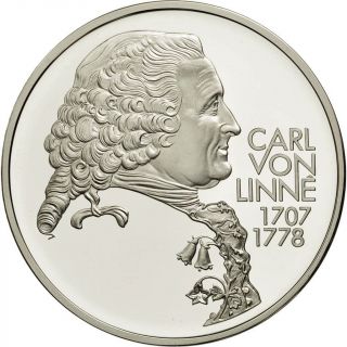 [ 470348] Sweden,  Carl Von Linne,  20 Ecu,  1995,  Ms (65 - 70),  Silver