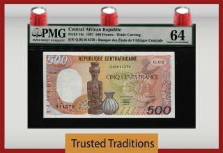 Tt Pk 14c 1987 Central African Republic 500 Francs Pmg 64 Choice Uncirculated