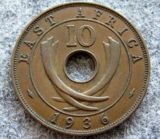 East Africa Edward Viii 1936 10 Cents,  One Year Type
