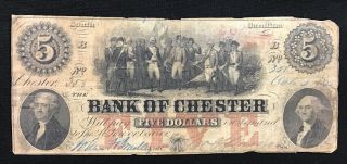 1853 South Carolina Bank Of Chester $5 Bank Note Currency 2