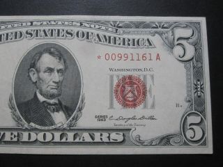 1963 $5 Star Note Red Seal LOW 00 1963 Legal Tender Star Note $5 United State 2