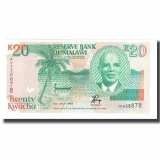 [ 622879] Banknote,  Malawi,  20 Kwacha,  1993,  1993 - 07 - 01,  Km:27,  Unc (65 - 70)