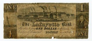 1837 $1 The Lafayette Bank - Boston,  Massachusetts Note