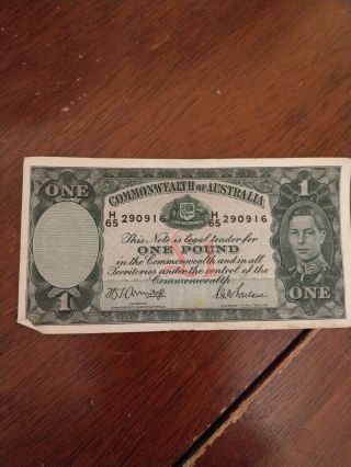 Commonwealth Of Australia £1 One Pound Note Armitage Mcfarlane (1942 - 52) Wwii