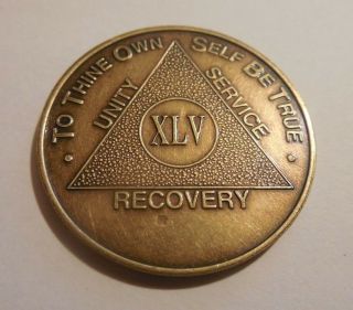Aa Alcoholics Anonymous Bronze 45 Year Coin Token Medallion
