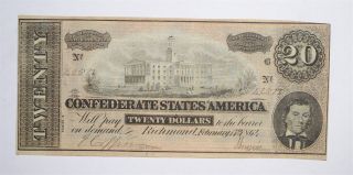 Civil War 1864 $20.  00 Confederate States Horse Blanket Note 748