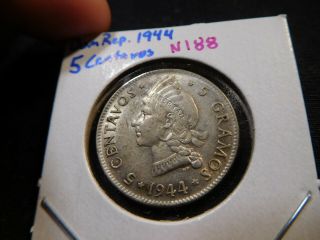 N188 Dominican Republic 1944 5 Centavos