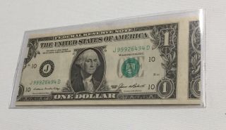 Us Currency United States 1$ Dollar Bill Series 1985 Error Cut